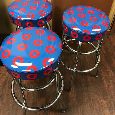 Donut Bar Stool - Blue with Red Donuts - Image 4