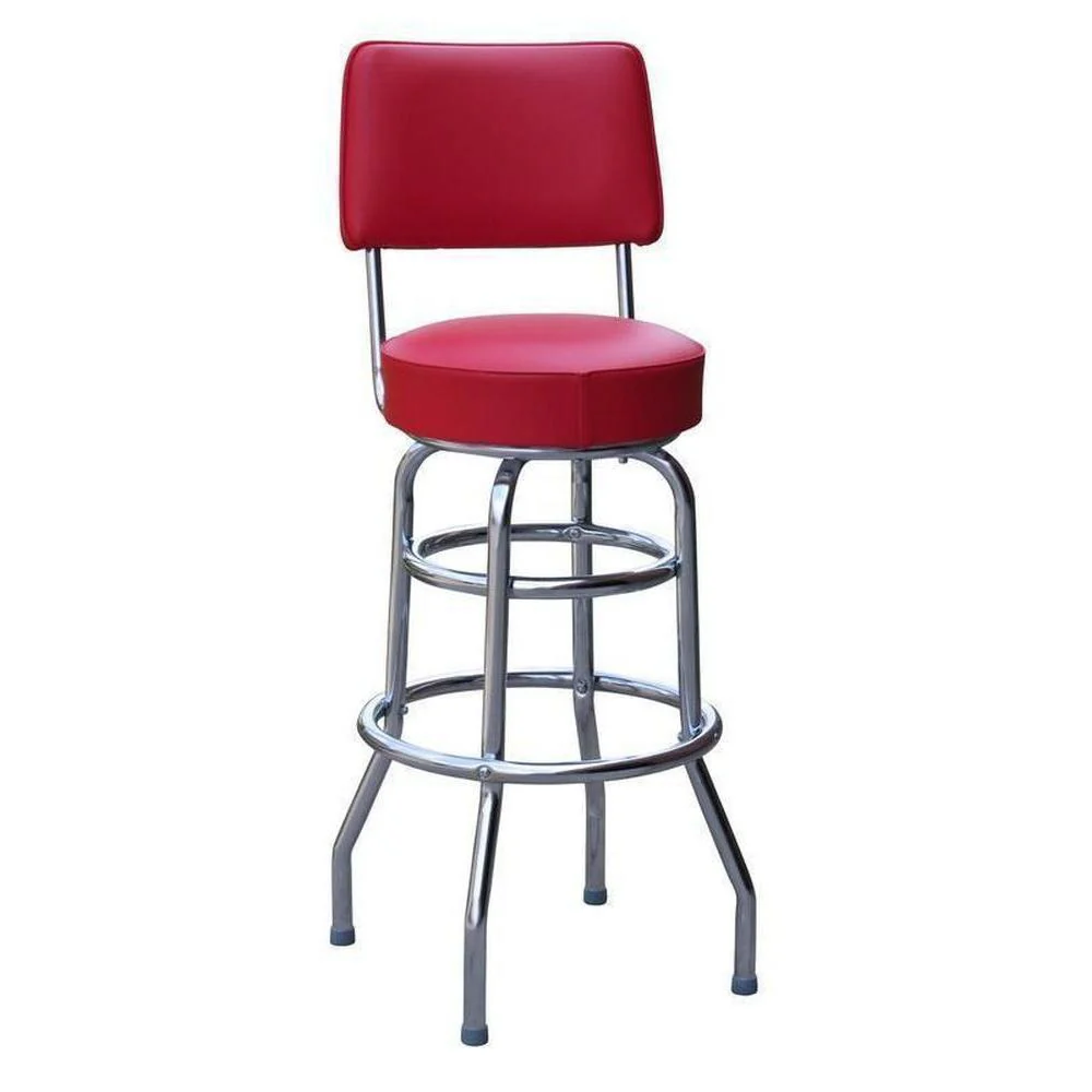 Double Ring Bar Stool with Back - Image 3