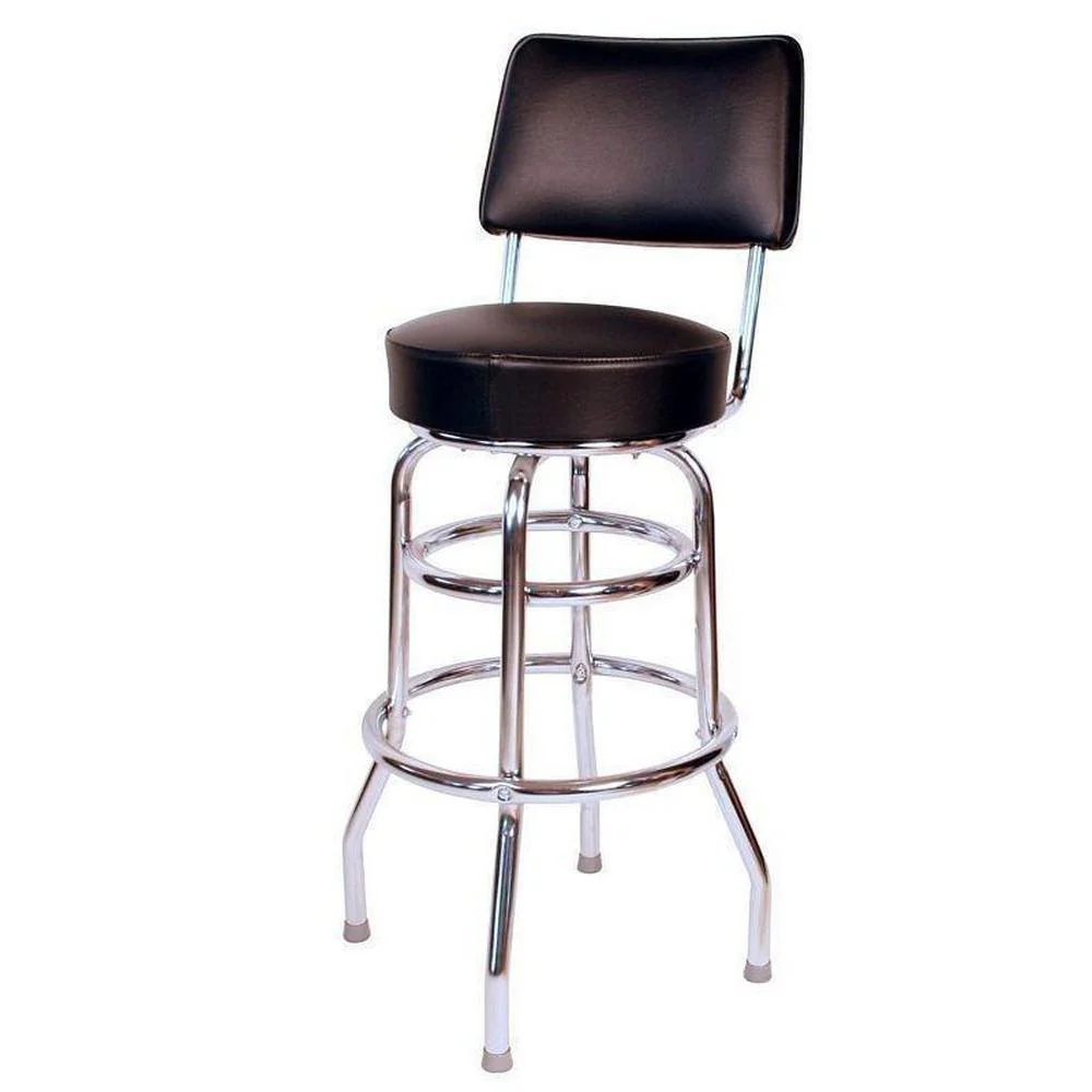 Double Ring Bar Stool with Back - Image 4