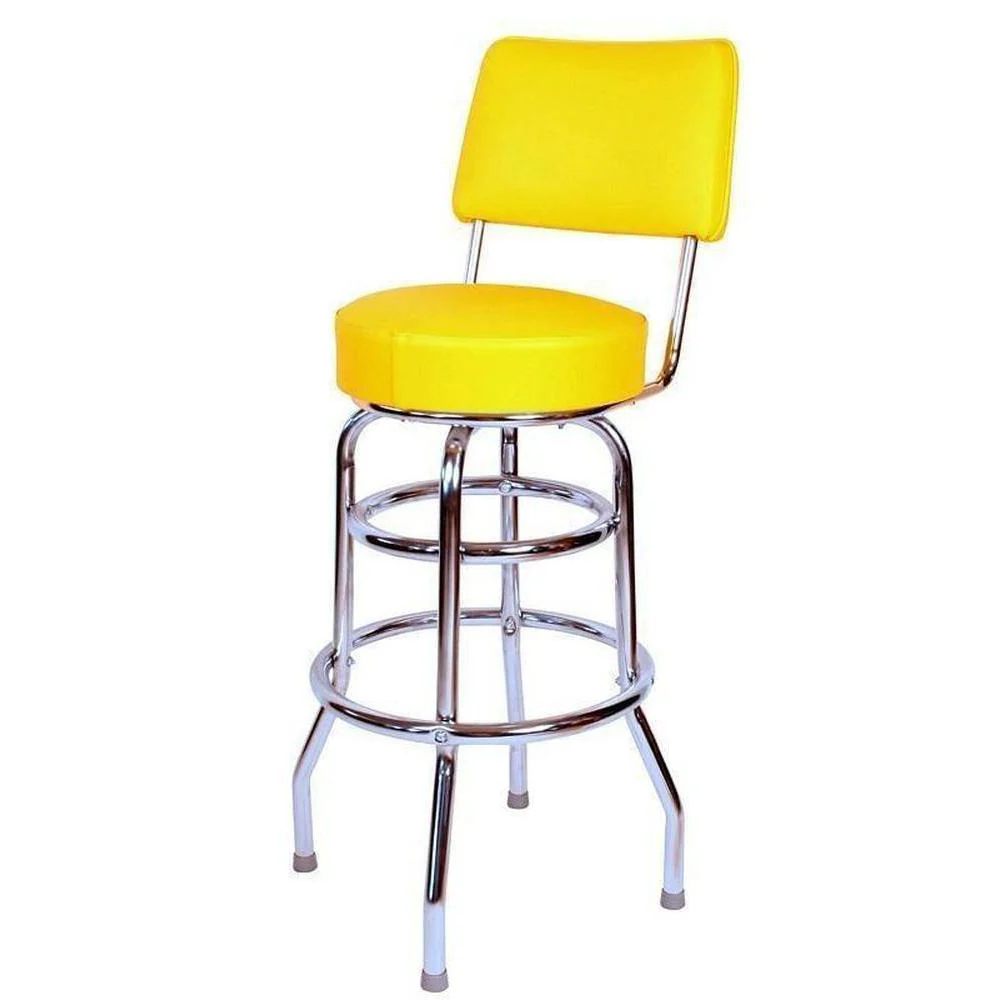 Double Ring Bar Stool with Back - Image 7